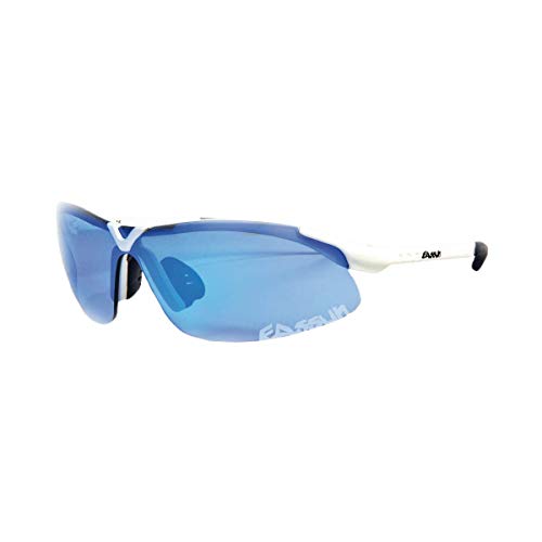 EASSUN Gafas de Running X-Light, Solares Cat 1, 2 o 3 y Ultraligeras con Airflow - Blanco, Azul Espejo, Cat 2