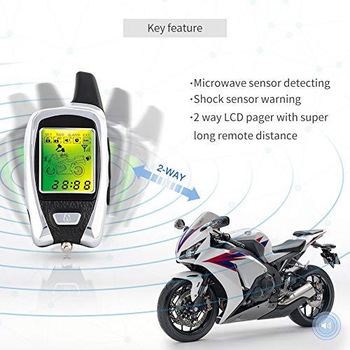 EASYGUARD EM209 sistema de alarma de 2 vías para motocicleta remoto microondas motor de arranque sensor Pantalla LCD colorida sensor de proximidad de choque DC12V versión universal