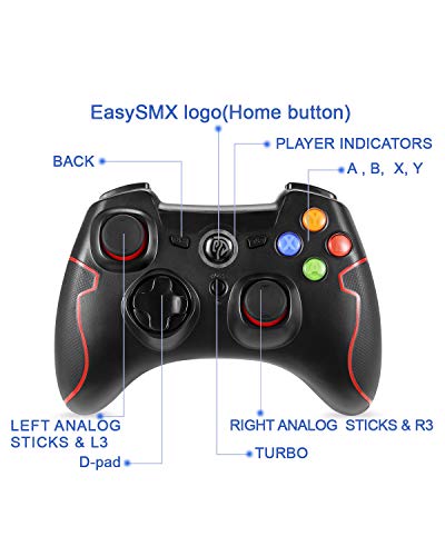 EasySMX Mandos PC PS3, [Regalos de Reyes] 2.4G Mando PS3 Inalámbricos, Controlador PS3, Gamepad PC, Controller PS3 Para PC de Windows 11/10/8.1/8/7, XP y Vista, Android TV, Switch y Uso hasta 10M