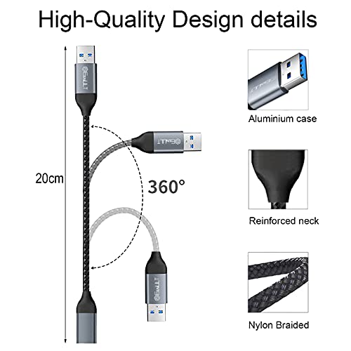 EasyULT Adaptador Cable USB C Hembra a USB 3.0 Macho(2 Pack), Adaptador de Cable USB 3.0 a USB-C, para MacBook, Samsung Galaxy S20 20 S21 21 Plus Ultra, Huawei P40/P30,Google Pixel 4(Gris)