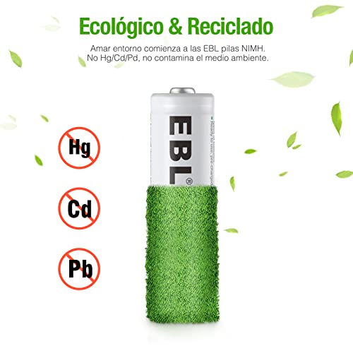 EBL 16 Pack AA AAA Pilas Recargables de 1,2V, 8 x Pilas AA Recargables 2300mAh y 8 x Pilas AAA Recargables 800mAh