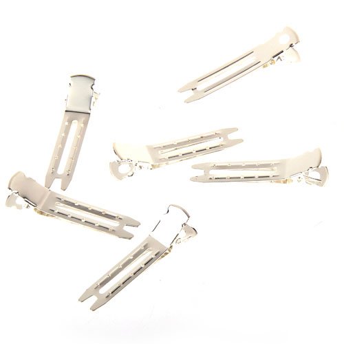 Ecloud Shop® 10X Base Pinza Broche para Cabello Pelo Bañado de Plata Bricolaje