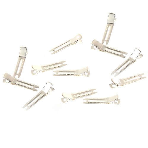 Ecloud Shop® 10X Base Pinza Broche para Cabello Pelo Bañado de Plata Bricolaje