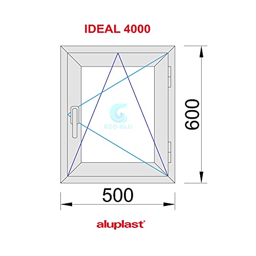 ECO-BLU PDL216 (V01M) Ventana Pvc Baño 500x600 Oscilobatiente Derecha Climalit Mate, Blanco, 50x60 cm (Paquete de 1)