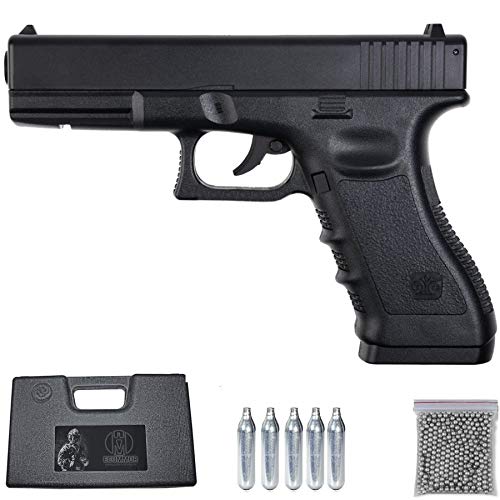 Ecommur MK1 Stinger G17 | Pistola de balines (perdigones: Bolas bb's de Acero) y Aire comprimido (CO2) semiautomática Tipo Glock 17 Calibre 4,5mm con maletin y consumibles