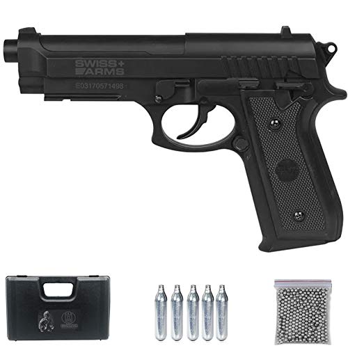 Ecommur SA P92 BAX CO2 Negra | Pistola de Aire comprimido de balines (Tipo perdigones: Bolas BB's de Acero) Calibre 4,5mm Tipo Beretta 92