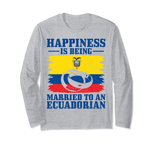 Ecuador Esposa Ecuador Marido Casado Boda Bandera Ecuador Manga Larga