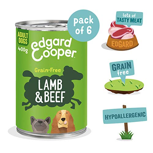 Edgard & Cooper Comida Humeda Perros Adultos Natural Sin Cereales, Latas 6x400g Cordero y Ternera Frescos, Fácil de digerir, Alimentación Sana Sabrosa y equilibrada, Proteína