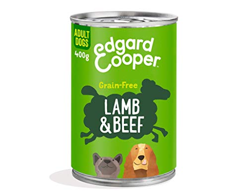 Edgard & Cooper Comida Humeda Perros Adultos Natural Sin Cereales, Latas 6x400g Cordero y Ternera Frescos, Fácil de digerir, Alimentación Sana Sabrosa y equilibrada, Proteína