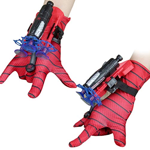 Edinber Spider Launcher Guante Juguetes,Guantes de plástico Cosplay para niños,Lanzador de guantes para Spider,Juego de juguetes de muñeca de héroe,Juguetes educativos divertidos para niños