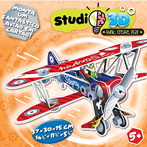 Educa Studio Puzzle en 3D con piezas, tornillos y tuercas. Monta un avión desde cero. +5 años (19185), multicolor