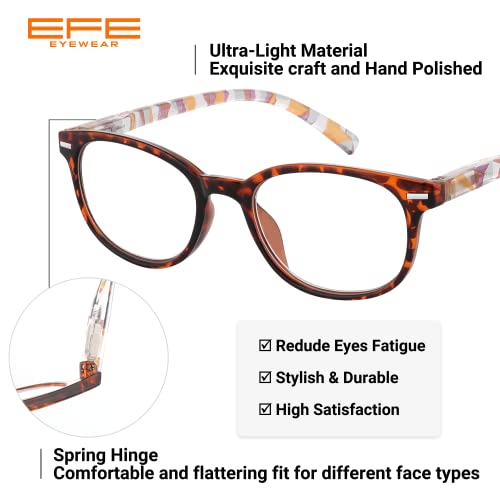 EFE Gafas de Lectura Presbicia Valor Pack 5 Hombre Mujer Unisex con Diseño de Patrón de Templo de Moda Buena Vision Anti Luz Azul Calidad Bisagras de Resorte Lectores 1.5