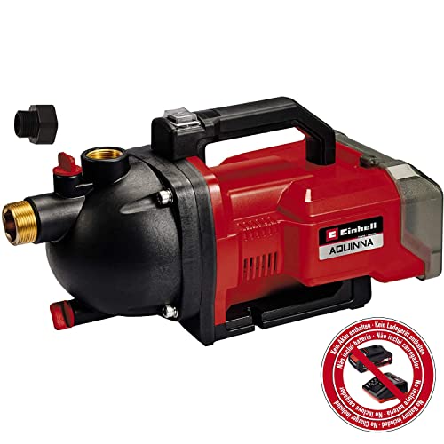 Einhell Bomba de jardín a batería AQUINNA Power X-Change (2x18V, interruptor ECO de 2 escalones, tornillo de entrada y salida de agua, protección térmica, asa de transporte, sin baterías ni cargador)