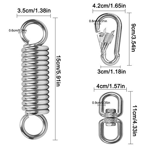 EKKONG Suspensión de la Hamaca,Gancho Giratorio para Hamaca, Muelle para Hamacas con 2 Mosquetones y Giratorio 360 °, Capacidad de Carga hasta 250 kg, para Soporte de Saco de Boxeo, Hamaca