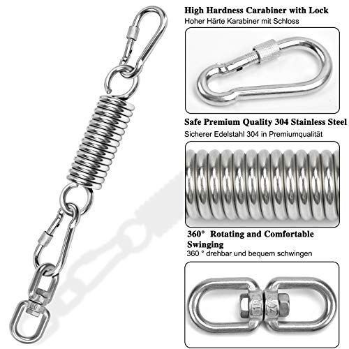 EKKONG Suspensión de la Hamaca,Gancho Giratorio para Hamaca, Muelle para Hamacas con 2 Mosquetones y Giratorio 360 °, Capacidad de Carga hasta 250 kg, para Soporte de Saco de Boxeo, Hamaca