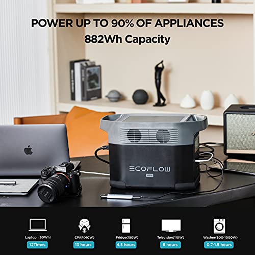 El generador de energía portátil EcoFlow DELTA mini de 882 Wh alimenta hasta 9 dispositivos con una salida de CA de 1400 W, carga rápida y generador solar para exteriores para acampar o viajar