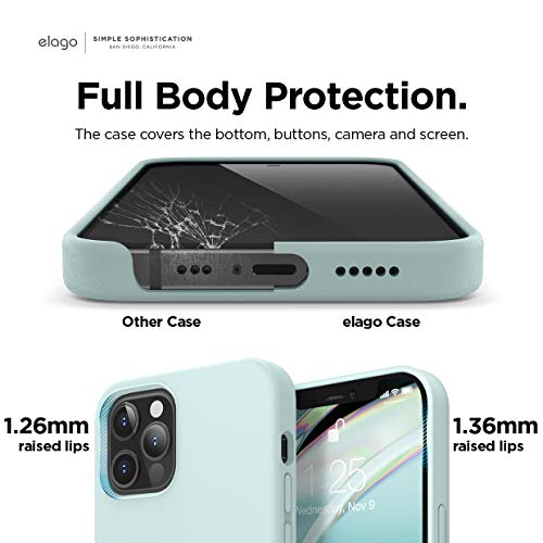 elago Silicona Líquida Funda Compatible con iPhone 12 Case y Compatible con iPhone 12 Pro Case (6.1"), Silicona Premium, Protección Funda Protectora 3 Tapas Estructura (Menta)