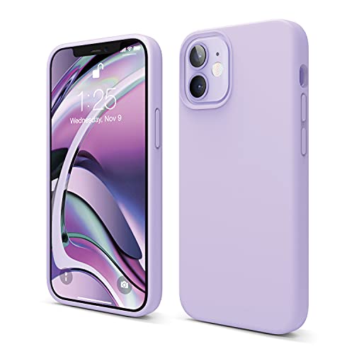 elago Silicona Líquida Funda Compatible con iPhone 12 Mini Case (5.4"), Silicona Premium, Protección Funda Protectora 3 Tapas Estructura (Púrpura)