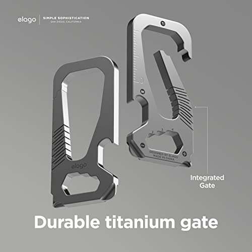 elago Titanium EDC Mosquetón Llavero con Destornillador, Cabeza plana, Llave hexagonal, Regla, Abrebotellas, Multifuncional, Durabilidad, Ligero, Fuerte (Gris Oscuro)