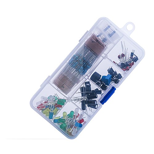 ELEGOO Kit Básico de Componentes Electrónicos con Resistencias, Leds, Condensadores, Zumbador, Potenciómetro Compatible con Arduino UNO R3, Mega de 2560, Raspberry Pi, Nano, Hoja de Datos Disponible