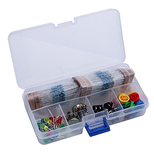 ELEGOO Kit de Componentes Electrónicos con Resistencias, Leds, Conmutadores, Potenciómetros, Hoja de Especificaciones Disponible, Compatible con Arduino IDE, UNO R3, Mega de 2560, Raspberry Pi, Nano