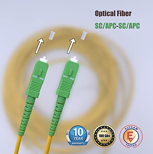 Elfcam Fibra óptica Cable SC/APC a SC/APC monomodo simplex 9/125, Compatible con Orange, Movistar, Vodafone y Jazzt, 2M