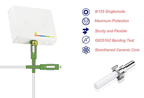 Elfcam Fibra óptica Cable SC/APC a SC/APC monomodo simplex 9/125µm LSZH, Blanco/Verde (7M)