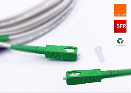 Elfcam Fibra óptica Cable SC/APC a SC/APC monomodo simplex 9/125µm LSZH, Blanco/Verde (7M)