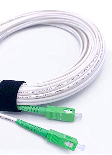 Elfcam Fibra óptica Cable SC/APC a SC/APC monomodo simplex 9/125µm LSZH, Blanco/Verde (7M)