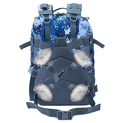 ELITEX Mochila 45L Táctica Militar Bandera España Impermeable Deportiva Caza Aire Libre Deportes Gimnasio Portatil (Azul Digital)