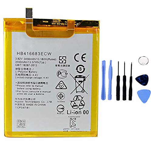 Ellenne Batería compatible con Huawei Nexus 6P HB416683ECW de alta capacidad 3450 mAh con kit de desmontaje incluido