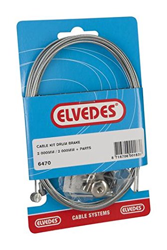 Elvedes Cable Freno de Tambor Kit Set con 2 Cables Acero galvanizado con Eje roscado – Multicolor