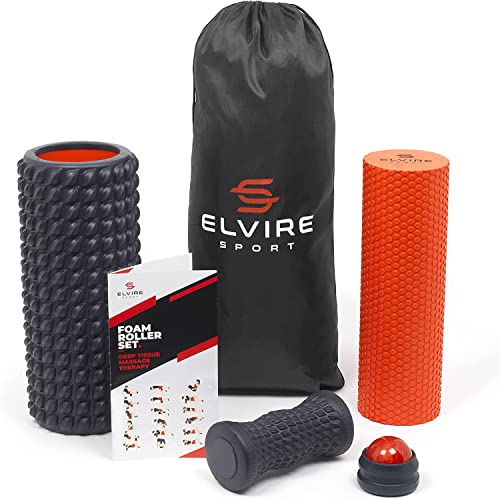 ELVIRE Sport Rodillo de Masaje Muscular | Rodillo de Espuma Suave, Bola de Masaje, Rodillo de Pies | Alivia el Dolor de Espalda, Piernas y Fascitis Plantar | Yoga, Pilates