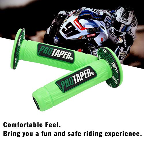 Empuñadura de Manillar Gel Empuñadura de Freno Goma para Motocicleta de 7/8"para K.T.M CRF EXC YZF Pro.ta.per Pro Cónica Motocross Dirt Pit Bike (Verde)