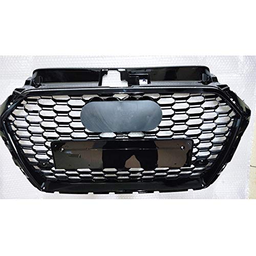 En Forma fit For El RS3 Delantero del Estilo del Deporte del Acoplamiento del Panal Hexagonal Tapa De La Parrilla Negro Brillante fit For Audi A3 / S3 8V 2017-2019 Auto Parts (Color : Chrome Emblem)