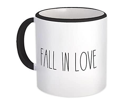 Enamorarse : Taza de Regalo : The Skinny Rae inspirado en la taza Cotizaciones Otoño Romántico - Blanco con mango negro