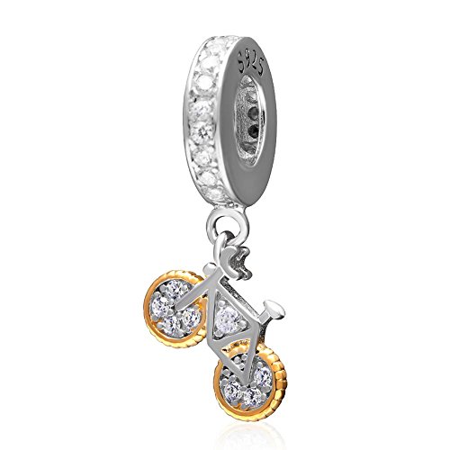 Encanto de bicicleta de plata de ley 925 encanto de bicicleta encanto de Dangel encanto para pulsera Pandora (B)