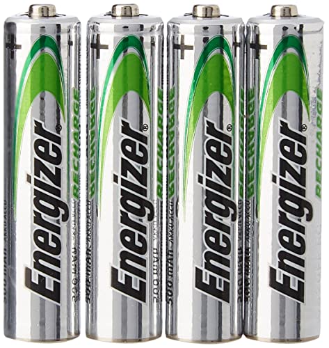 Energizer - Pilas Recargables Accu Recharge Universal 500 mAh HR03 AAA, 4 Pilas, Plata