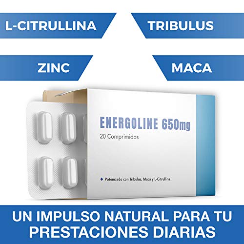 Energoline 650 [10 tabletas] | Potenciador de energía natural | Enriquecido con Tribulus Terrestris, Maca y L- Citrulina | Seguro y Certificado