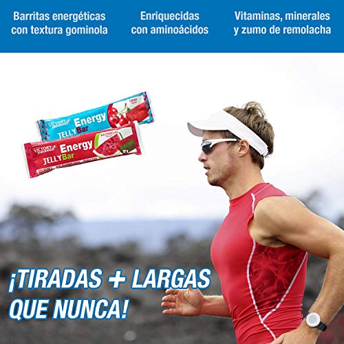 Energy Jelly Bar Cereza. 32g x 24 barritas Aportan vitaminas, minerales y zumo de remolacha. Sin Gluten.