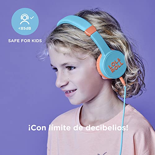 Energy Sistem LOL&Roll Pop Kids Headphones (Music Share, Cable de Audio extraíble, Volumen máximo de 85 dB, Micrófono)- Azul