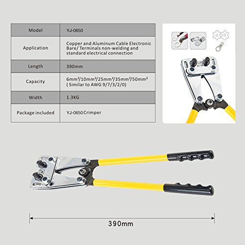 ENJOHOS Alicates para prensar Potente herramienta para prensar terminales de alambre 6-50 mm² Alicates multifuncionales con mango antideslizante para electricista de bricolaje