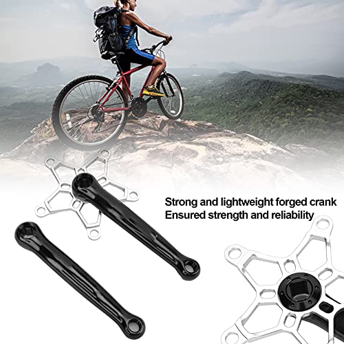 Eosnow Juego De Bielas De 170 Mm 130 BCD MTB, Confiabilidad Brazos De Biela Izquierda Y Derecha Factor De Seguridad Alto Resistencia para Bicicletas De Una Velocidad(Plata)