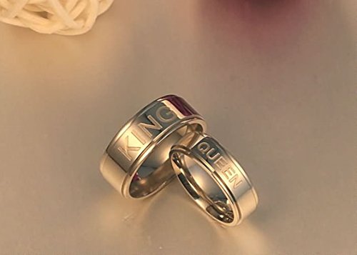 Epinki 8MM Anillo de Pareja, Acero Inoxidable King y Queen Anillo Hombre Talla 12(Precio de una Pieza)