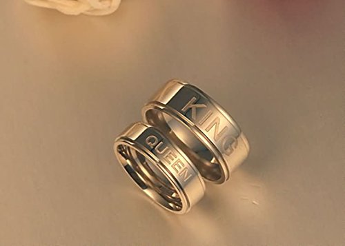 Epinki 8MM Anillo de Pareja, Acero Inoxidable King y Queen Anillo Hombre Talla 12(Precio de una Pieza)