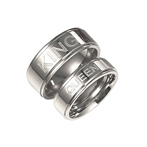 Epinki 8MM Anillo de Pareja, Acero Inoxidable King y Queen Anillo Hombre Talla 12(Precio de una Pieza)