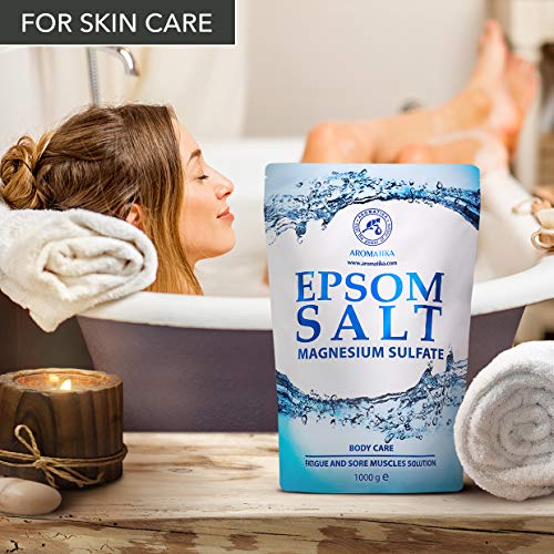 Epsom Sal de Baño 5kg - 100% Puro & Natural Epsom Sal - Sulfato de magnesio concentrado - Calmante y alivia los músculos doloridos - Cuidado del cuerpo - Buen cuidado de la piel - Relajante muscular