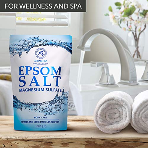 Epsom Sal de Baño 5kg - 100% Puro & Natural Epsom Sal - Sulfato de magnesio concentrado - Calmante y alivia los músculos doloridos - Cuidado del cuerpo - Buen cuidado de la piel - Relajante muscular