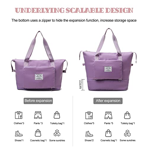 Ergocar Plegable Bolsas Gimnasio de Viaje, Expandible Bolsa Deporte Fin de Semana Travel Duffle Bag, Hidrófugo Bolsa de Lavar de Gym, Vacaciones , Sport Mujer & Hombre, Fucsia