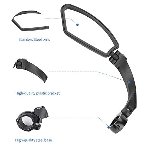 Espejo Retrovisor para Bicicleta, Manillar Derecho/Izquierdo de Bicicleta Revisión Vista Trasera Trasera Espejo de Rotación 180 para Bicicletas de Carretera de Montaña(Left Side)